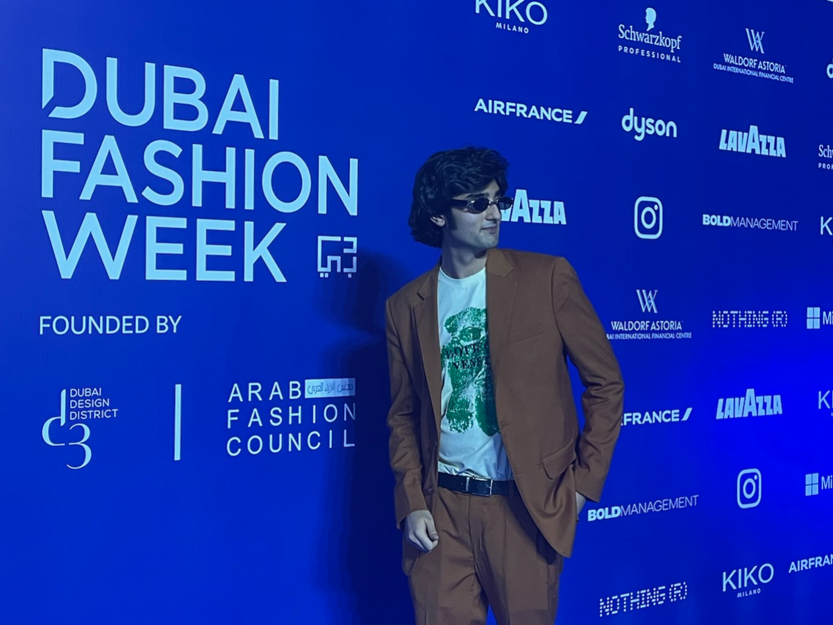 Tushar Narula at the Dubai Fashion Week media wall